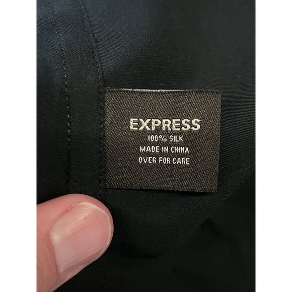 Express 100% Silk Women’s Size Medium Two Button Black Single Breasted Blazer - Picture 6 of 7